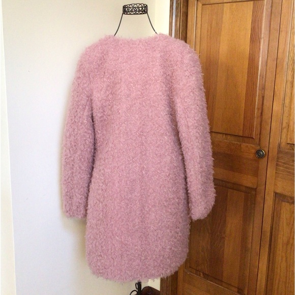 Via Spiga Reversible Curly Fun Fur Car Coat, Small, Dusky pink - Picture 6 of 10